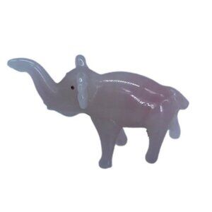Vtg Pink Glass Elephant Figurine Collectible Handcrafted 1"x1" Safari Hand Blown